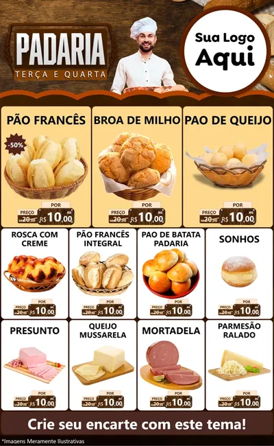 Modelo de Encarte para Encarte Grande com o tema Terça e Quarta Da Padaria para Padaria