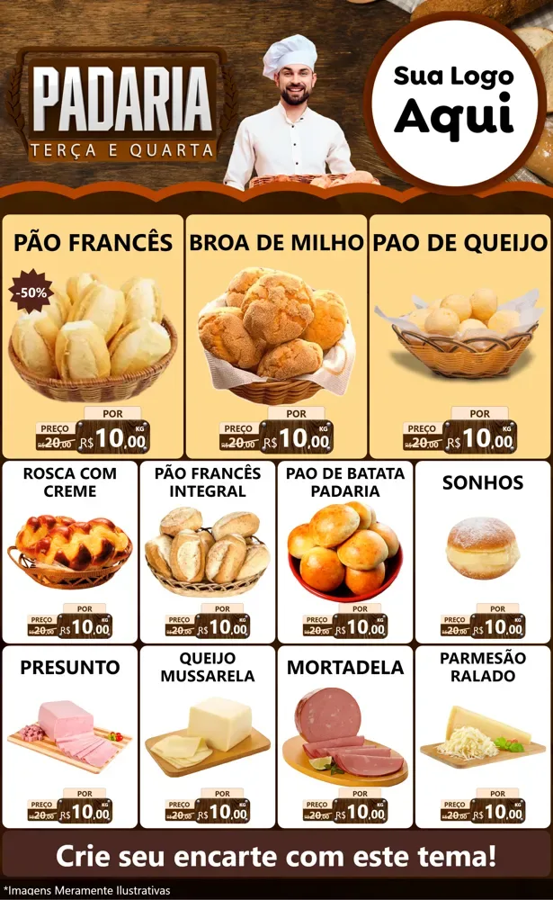 Modelo de Encarte para Encarte Grande com o tema Terça e Quarta Da Padaria para Padaria