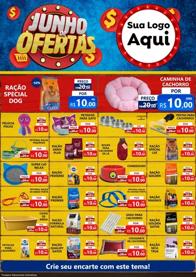 Modelo de Encarte para Encarte A4 Vertical com o tema Junho de Ofertas para Pet Shop
