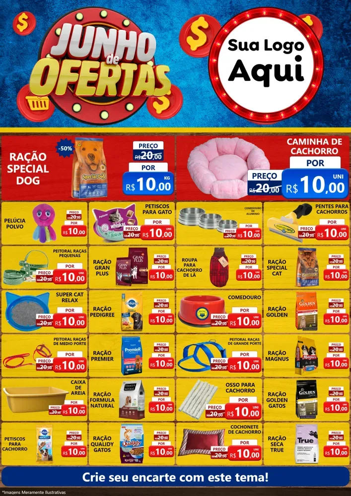 Modelo de Encarte para Encarte A4 Vertical com o tema Junho de Ofertas para Pet Shop