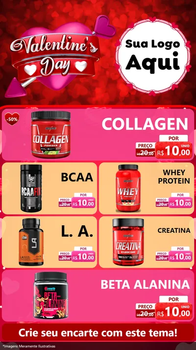 Modelo de TV para TV Vertical com o tema Valentine's Day para Suplementos alimentares