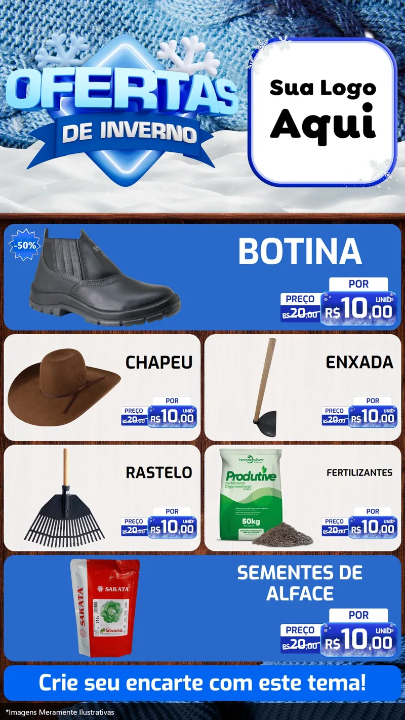 Modelo de TV para TV Vertical com o tema Ofertas de Inverno para Agropecuária