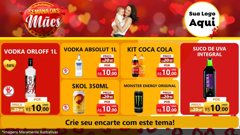 Modelo de TV para TV Horizontal com o tema Semana das Mães para Distribuidora de bebidas