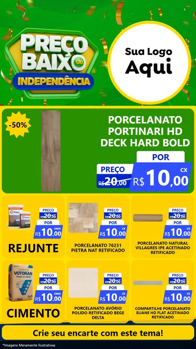 Modelo de Rede Social para Stories com o tema Preço Baixo de Independência para Pisos e revestimentos