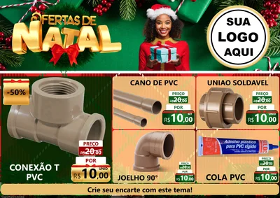 Modelo de Encarte para Encarte A4 Horizontal com o tema Ofertas de Natal para Tubos e conexões