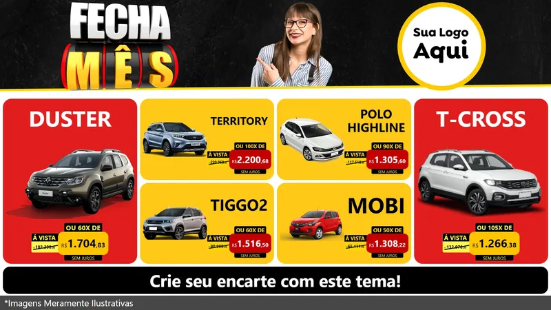 Modelo de TV para TV Horizontal com o tema Fecha Mês para Concessionaria de Carros