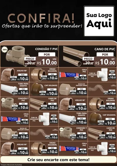 Modelo de Encarte para Encarte A4 Vertical com o tema Confira! Ofertas que irão te surpreender! para Tubos e conexões