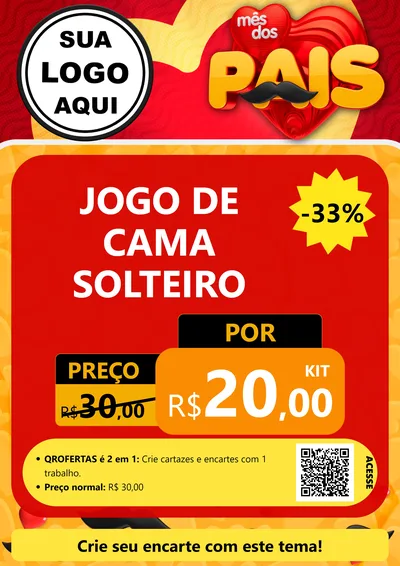 Modelo de Cartaz para Cartaz A4 Vertical com o tema Mês Dos Pais para Cama, Mesa e Banho