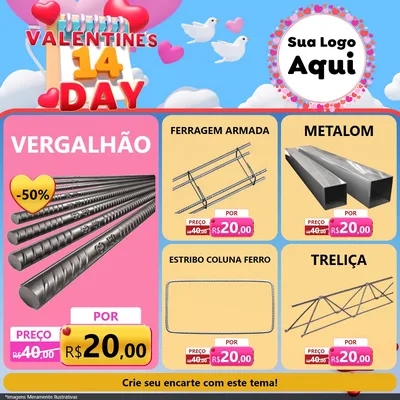 Modelo de Rede Social para Feed Facebook com o tema Valentine's Day para Ferragens