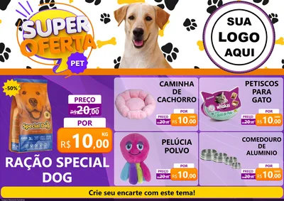 Modelo de Encarte para Encarte A4 Horizontal com o tema Super Oferta Pet para Pet Shop