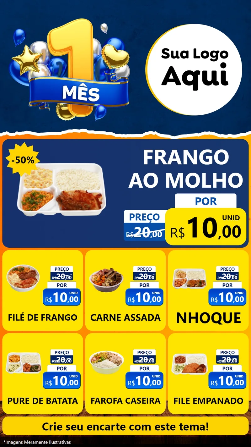 Modelo de Rede Social para Stories com o tema Um Mês de Aniversário para Restaurante