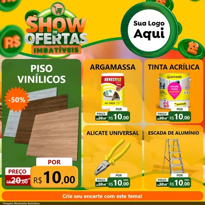 Modelo de Rede Social para Feed Facebook com o tema Show de Ofertas Imbatíveis para Material para Construção