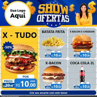 Modelo de Rede Social para Feed Facebook com o tema Show de Ofertas para Hamburgueria