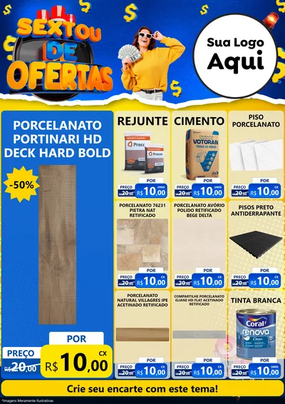 Modelo de Encarte para Encarte A4 Vertical com o tema Sextou de Ofertas para Pisos e revestimentos