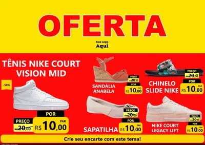 Modelo de Encarte para Encarte A4 Horizontal com o tema OFERTA - Vermelho Cartaz para Calçados