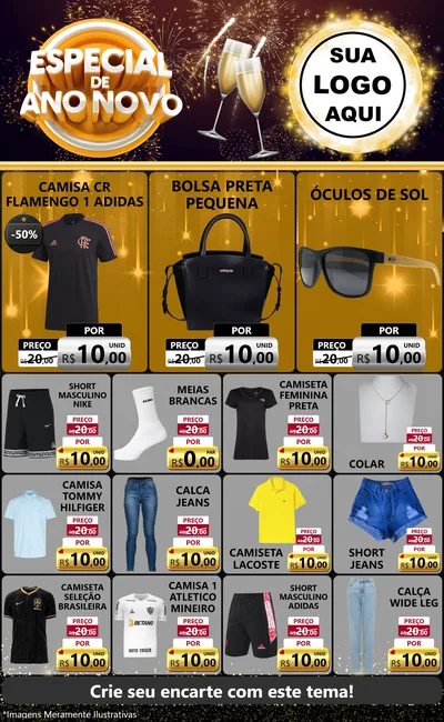 Modelo de Encarte para Encarte Grande com o tema Especial de Ano Novo para Roupas e acessórios