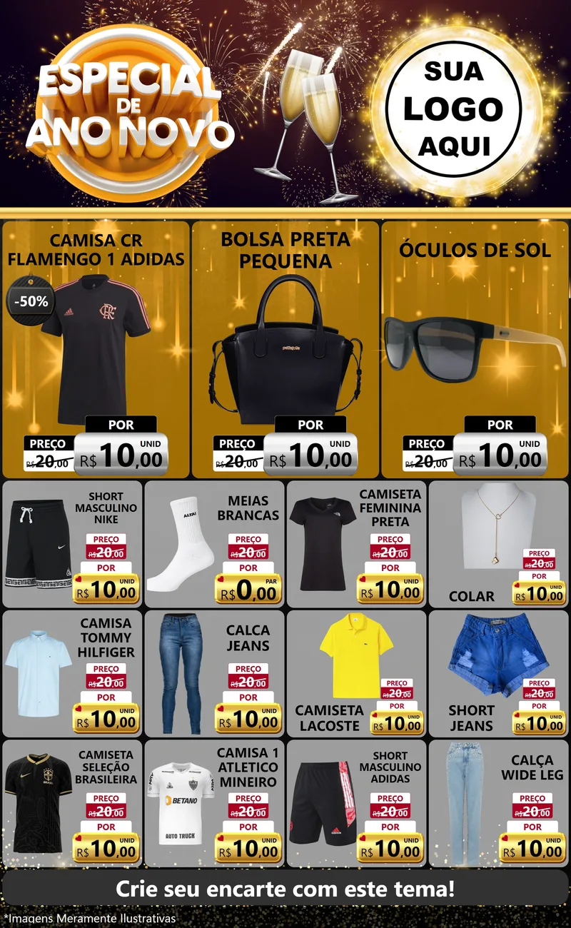 Modelo de Encarte para Encarte Grande com o tema Especial de Ano Novo para Roupas e acessórios