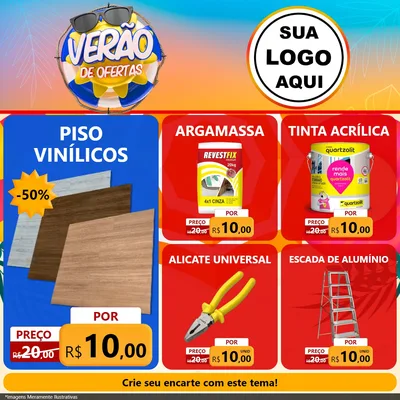 Modelo de Rede Social para Feed Facebook com o tema Verão de Ofertas para Material para Construção