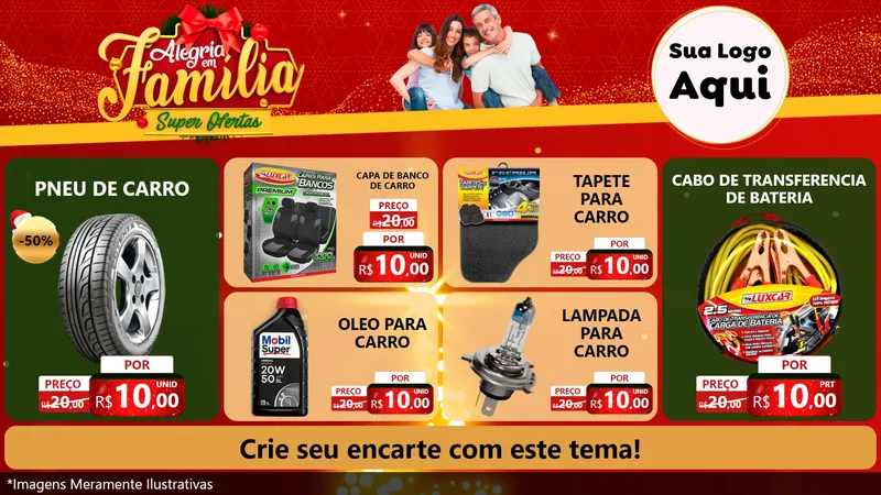 Modelo de TV para TV Horizontal com o tema Alegria em Família Super Ofertas - Natal para Auto peças