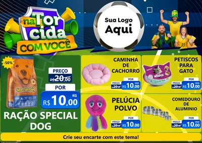 Modelo de Encarte para Encarte A4 Horizontal com o tema Na Torcida Com Você - Copa para Pet Shop