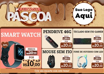 Modelo de Encarte para Encarte A4 Horizontal com o tema Ofertas de Páscoa para Informática