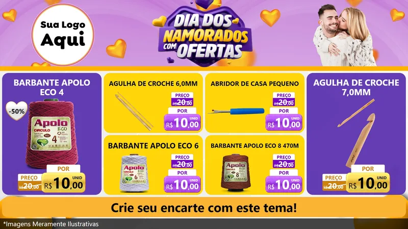 Modelo de TV para TV Horizontal com o tema Dia Dos Namorados Com Ofertas para Armarinho e Aviamentos