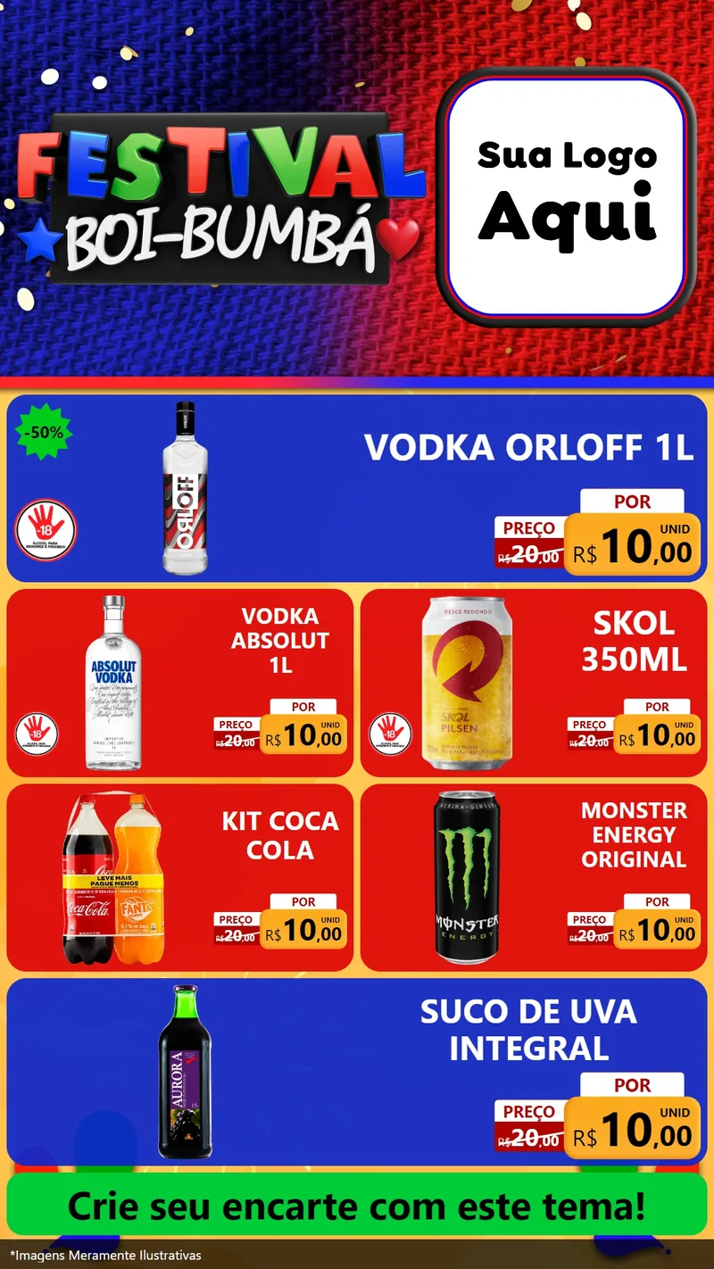 Modelo de TV para TV Vertical com o tema Festival Boi-Bumbá para Distribuidora de bebidas