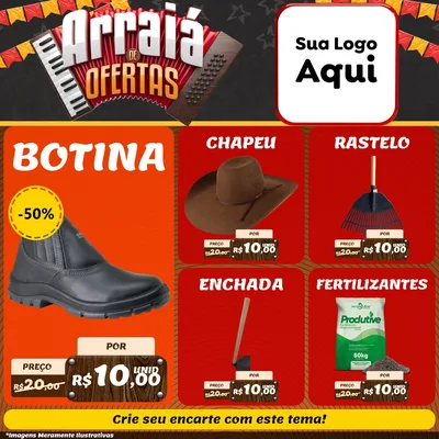 Modelo de Rede Social para Feed Facebook com o tema Arraiá de Ofertas - Junina para Agropecuária