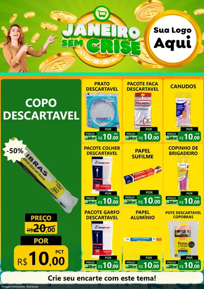 Modelo de Encarte para Encarte A4 Vertical com o tema Janeiro Sem Crise para Embalagens