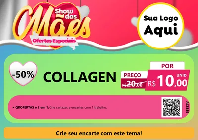 Modelo de Cartaz para Cartaz A4 Horizontal com o tema Show das Mães - Ofertas Especiais para Suplementos alimentares