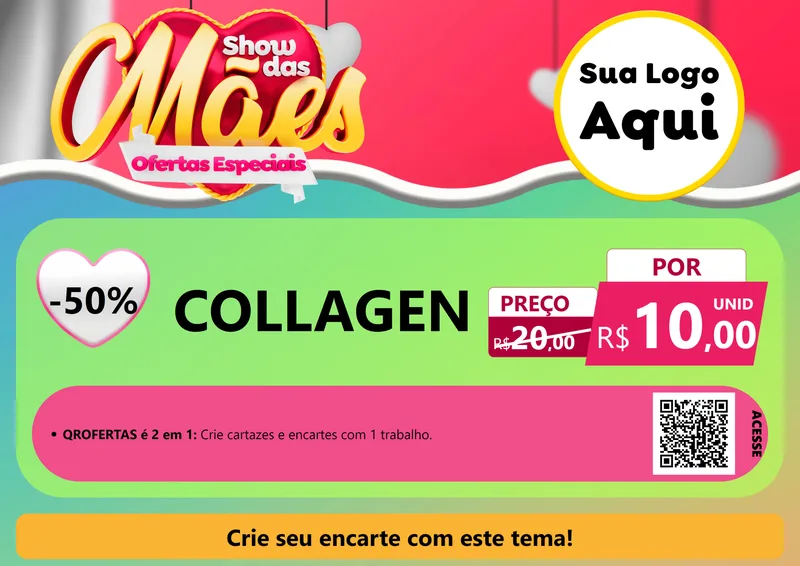 Modelo de Cartaz para Cartaz A4 Horizontal com o tema Show das Mães - Ofertas Especiais para Suplementos alimentares