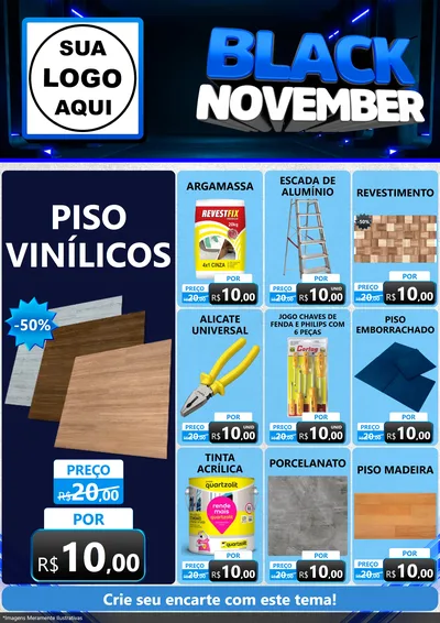 Modelo de Encarte para Encarte A4 Vertical com o tema Black November para Material para Construção