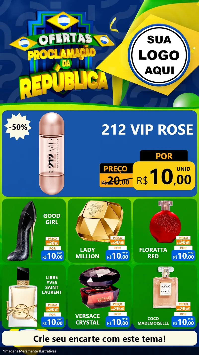 Modelo de Rede Social para Stories com o tema Ofertas Proclamação da República para Perfumes