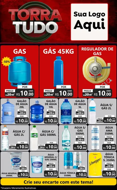 Modelo de Encarte para Encarte Grande com o tema Torra Tudo para Água e gás