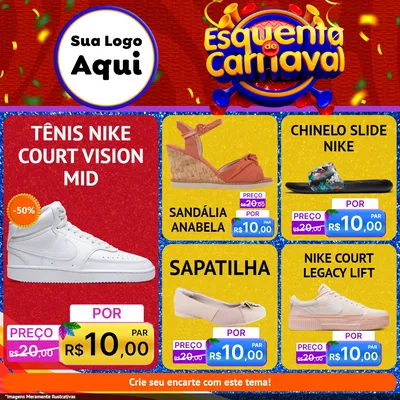 Modelo de Rede Social para Feed Facebook com o tema Esquenta de Carnaval para Calçados