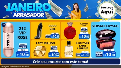 Modelo de TV para TV Horizontal com o tema Janeiro Arrasador para Perfumes