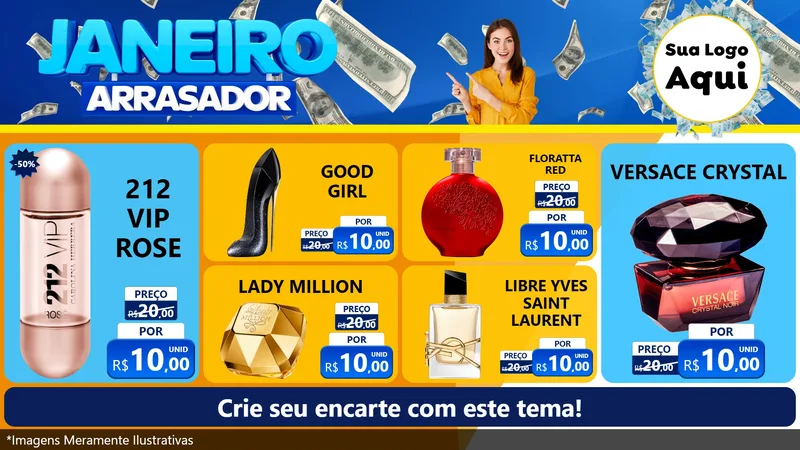 Modelo de TV para TV Horizontal com o tema Janeiro Arrasador para Perfumes