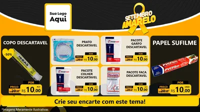 Modelo de TV para TV Horizontal com o tema Setembro Amarelo para Embalagens