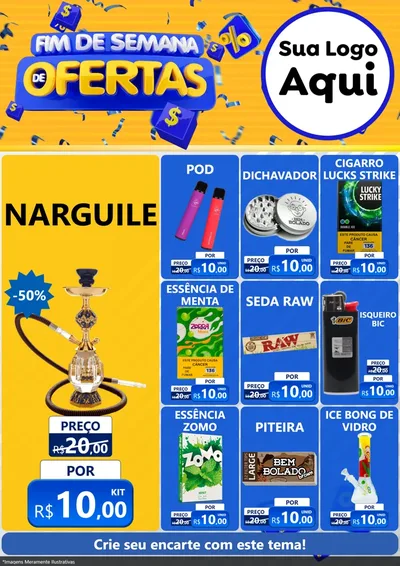 Modelo de Encarte para Encarte A4 Vertical com o tema Fim de Semana de Ofertas para Tabacaria
