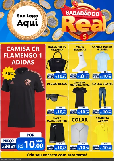 Modelo de Encarte para Encarte A4 Vertical com o tema Sabadão do Real para Roupas e acessórios