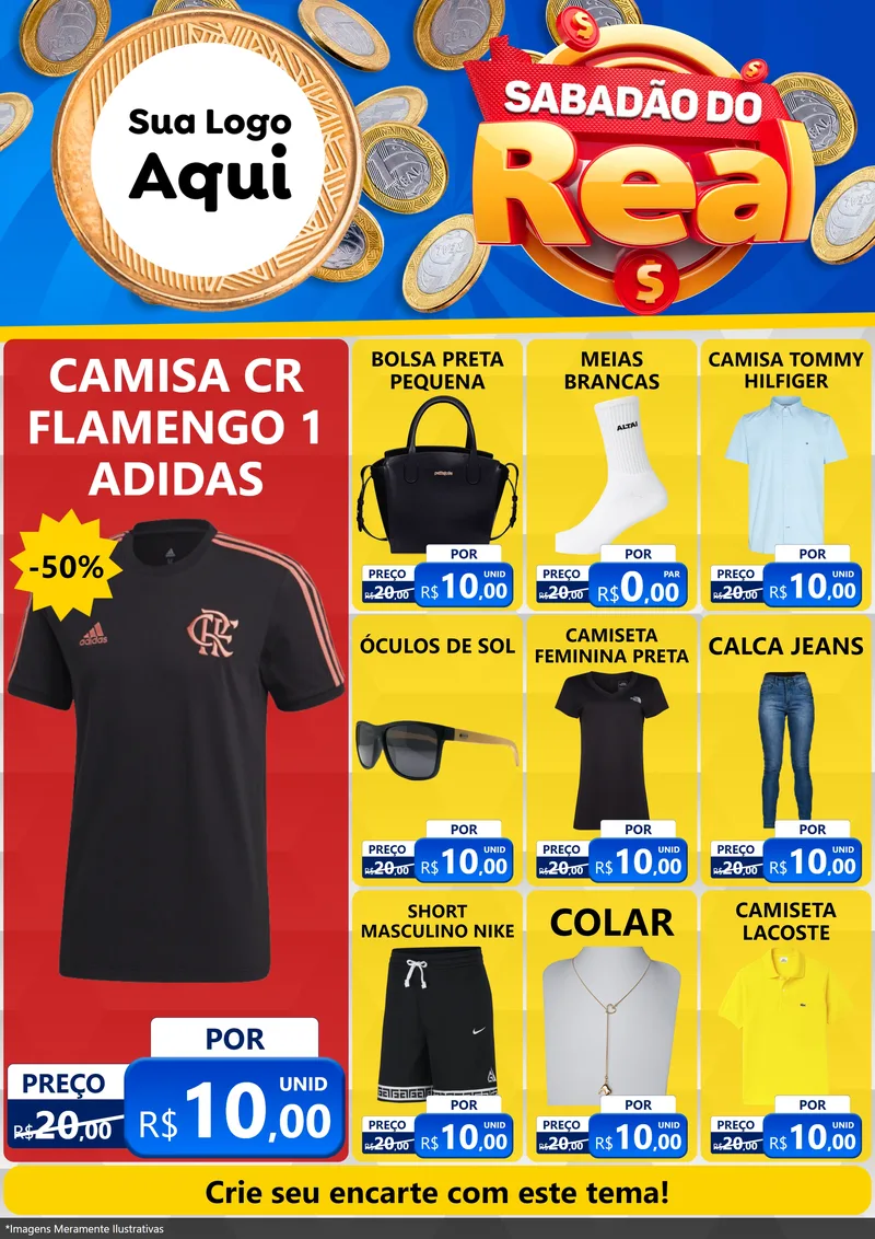 Modelo de Encarte para Encarte A4 Vertical com o tema Sabadão do Real para Roupas e acessórios