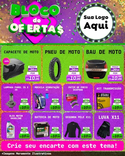 Modelo de Rede Social para Feed Instagram com o tema Bloco de Ofertas para Moto peças