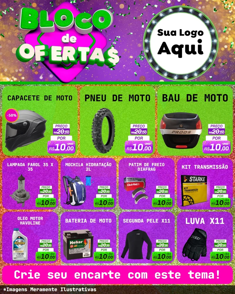 Modelo de Rede Social para Feed Instagram com o tema Bloco de Ofertas para Moto peças