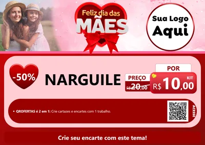 Modelo de Cartaz para Cartaz A4 Horizontal com o tema Feliz Dia Das Mães para Tabacaria