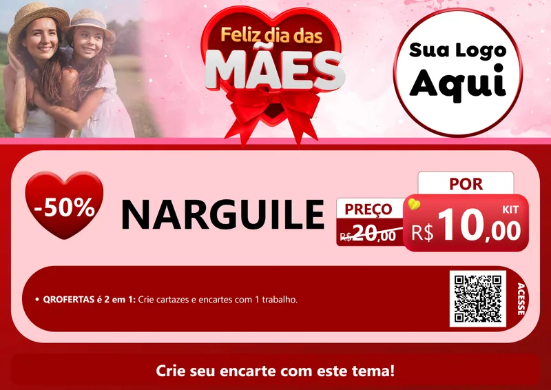 Modelo de Cartaz para Cartaz A4 Horizontal com o tema Feliz Dia Das Mães para Tabacaria
