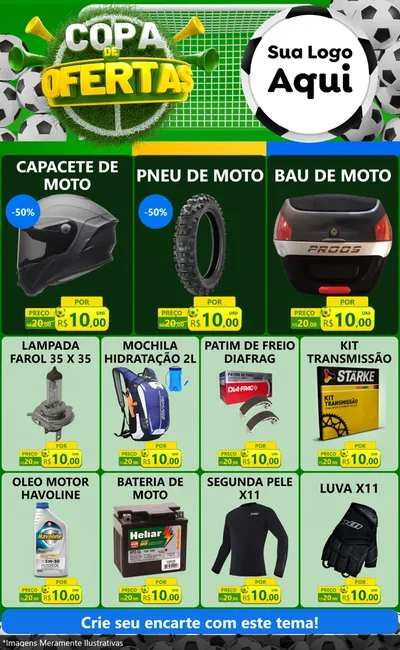 Modelo de Encarte para Encarte Grande com o tema Copa De Ofertas para Moto peças
