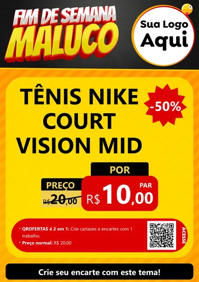 Modelo de Cartaz para Cartaz A4 Vertical com o tema Final de Semana Maluco para Calçados