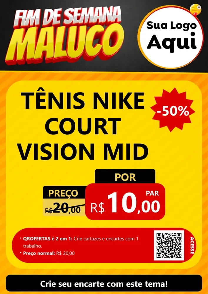 Modelo de Cartaz para Cartaz A4 Vertical com o tema Final de Semana Maluco para Calçados