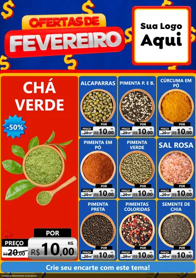 Modelo de Encarte para Encarte A4 Vertical com o tema Ofertas de Fevereiro para Produtos Naturais