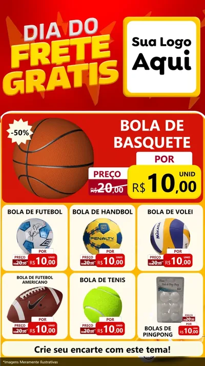Modelo de Rede Social para Stories com o tema Dia do Frete Grátis para Artigos Esportivos